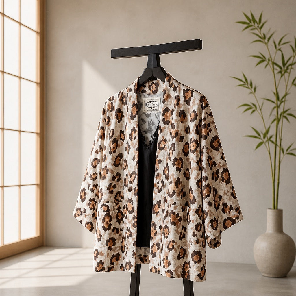 "Asia meets Africa" Kimono leopard print