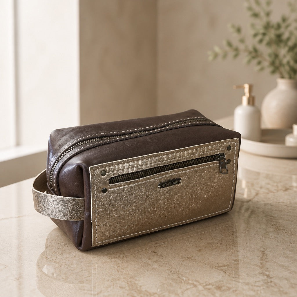 "Asia meets Africa" Toiletry Bag dark brown / bronze