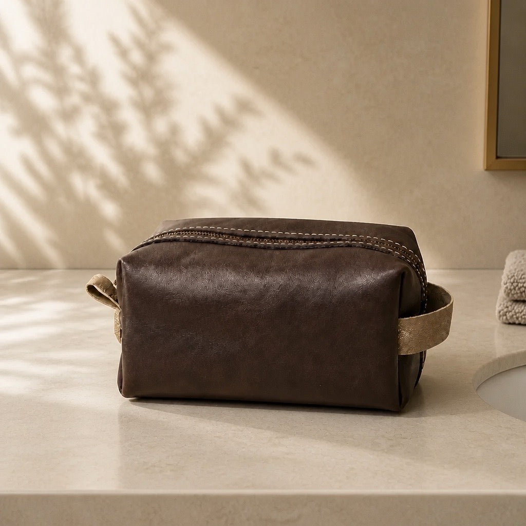 "Asia meets Africa" Toiletry Bag dark brown / bronze