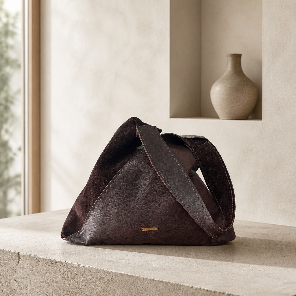 "Asia meets Africa" Triangle Bag dark brown