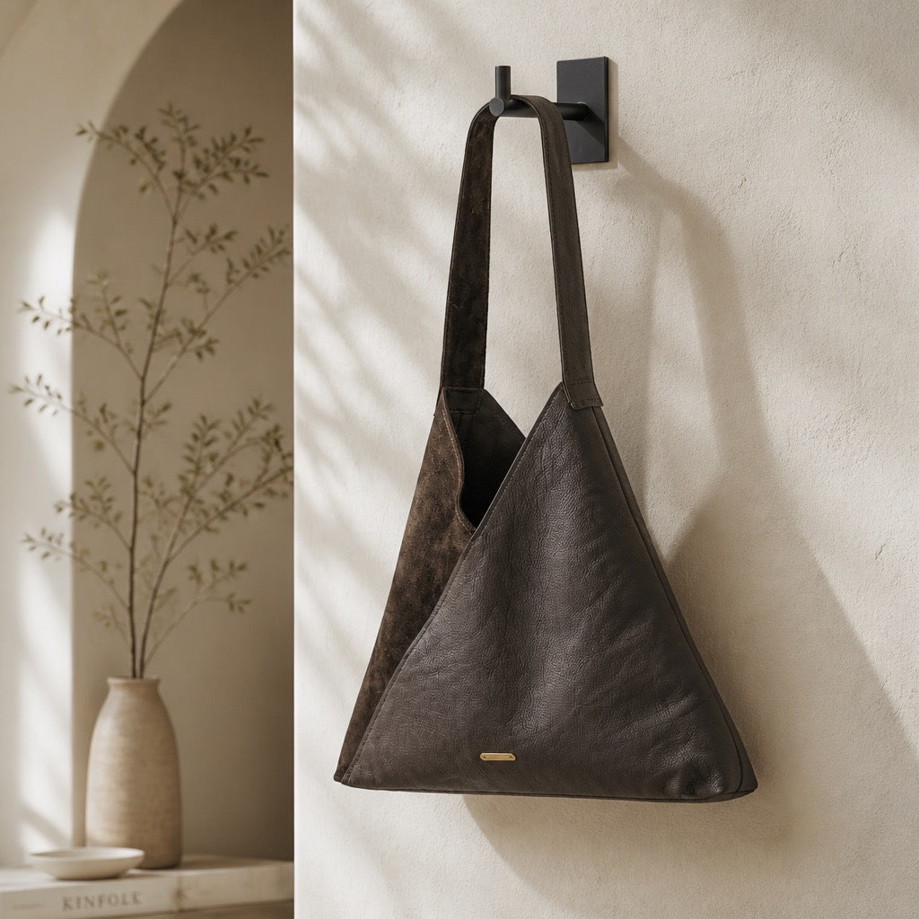 "Asia meets Africa" Triangle Bag dark brown